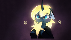 Size: 1920x1080 | Tagged: safe, artist:magnaluna, edit, character:princess luna, species:alicorn, species:pony, :3, alternate hair color, cute, eating, edible heavenly object, female, floppy ears, hnnng, lunabetes, mare, nom, smiling, solo, tangible heavenly object, wallpaper, wallpaper edit