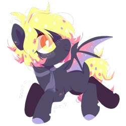 Size: 727x727 | Tagged: safe, artist:peachesandcreamated, oc, species:bat pony, species:pony, bat pony oc, clothing, colored hooves, female, looking up, scarf, simple background, solo, transparent background, ych result