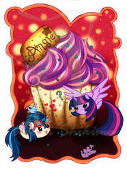 Size: 893x1200 | Tagged: safe, artist:shikimaakemi, character:indigo zap, character:rainbow dash, character:twilight sparkle, character:twilight sparkle (alicorn), species:alicorn, species:pegasus, species:pony, chubbie, cross-popping veins, cupcake, equestria girls ponified, female, flying, food, goggles, heart, looking up, pictogram, ponified, simple background, smiling, transparent background