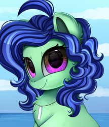 Size: 1722x2003 | Tagged: safe, artist:pridark, oc, oc:lilidrop, species:earth pony, species:pony, bust, chest fluff, commission, cute, female, looking at you, portrait, smiling, solo