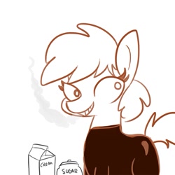 Size: 825x825 | Tagged: safe, artist:tjpones, oc, oc only, species:pony, coffee, coffee pony, cream, female, food, food pony, mare, original species, ponified, simple background, solo, steam, sugar (food), white background