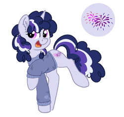 Size: 934x884 | Tagged: safe, artist:ruushiicz, oc, oc only, oc:straylight, parent:pinkie pie, parent:twilight sparkle, parents:twinkie, species:pony, species:unicorn, bio in description, clothing, cutie mark, female, magical lesbian spawn, mare, offspring, simple background, solo, sweater, white background