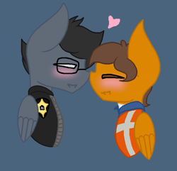 Size: 739x711 | Tagged: safe, artist:junetheicecat, artist:suqarychaos, base used, species:pony, blushing, emmet brickowski, gay, good cop bad cop, heart, lego, male, ponified, shipping, the lego movie