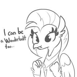 Size: 825x825 | Tagged: safe, artist:tjpones, character:silverstream, species:classical hippogriff, species:hippogriff, episode:uprooted, g4, my little pony: friendship is magic, 30 minute art challenge, ambition, clothing, cute, diastreamies, female, lineart, non-pegasus wonderbolt, solo, uniform, wonderbolt silverstream, wonderbolt trainee uniform
