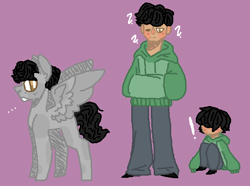 Size: 701x521 | Tagged: safe, artist:junetheicecat, artist:sand-yflames, non-mlp oc, oc, oc:max flarewood copper, parent:emmet brickowski, parent:good cop bad cop, species:human, species:pegasus, species:pony, lego, magical gay spawn, offspring, pink background, ponified, simple background, the lego movie