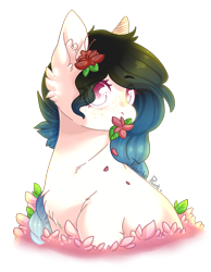 Size: 2893x3719 | Tagged: safe, artist:twinkepaint, oc, oc:molly, species:pony, bust, female, flower, mare, portrait, simple background, solo, transparent background