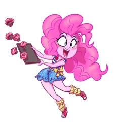 Size: 1001x1092 | Tagged: safe, artist:katrina hadley, artist:lunchie, character:pinkie pie, my little pony:equestria girls, chibi, converse, cupcake, female, food, official fan art, open mouth, shoes, sneakers