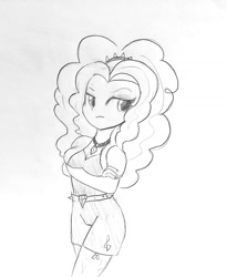Size: 1179x1440 | Tagged: safe, artist:tjpones, character:adagio dazzle, my little pony:equestria girls, crossed arms, female, grayscale, monochrome, pencil drawing, simple background, solo, traditional art