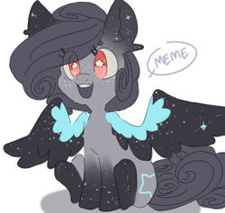 Size: 656x623 | Tagged: safe, artist:clayterran, oc, oc only, oc:astra, species:pegasus, species:pony, dialogue, solo, sparkles, speech bubble, starry eyes, stars, wingding eyes