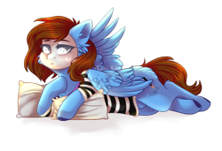 Size: 2894x1974 | Tagged: safe, artist:twinkepaint, oc, oc:sophia, species:pegasus, species:pony, clothing, female, mare, mask, prone, shirt, simple background, solo, transparent background