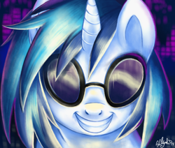 Size: 1418x1200 | Tagged: safe, artist:yulyeen, character:dj pon-3, character:vinyl scratch, looking at you, solo
