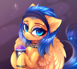 Size: 4444x4001 | Tagged: safe, artist:magnaluna, oc, oc only, oc:abacus, species:pegasus, species:pony, chest fluff, female, glasses, looking at you, mare, solo, ych result