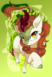 Size: 1378x2039 | Tagged: safe, artist:zakro, character:autumn blaze, species:kirin, episode:sounds of silence, g4, my little pony: friendship is magic, awwtumn blaze, colored pupils, cute, female, looking at you, pixiv, solo