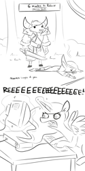 Size: 1080x2160 | Tagged: safe, artist:tjpones, character:princess luna, species:alicorn, species:elf, species:pony, gamer luna, black and white, comic, computer, glowing horn, grayscale, horn, magic, monochrome, night elf, reeee, reeeeeeeeeeeeeeeeeeee, tauren, telekinesis, warcraft, weapon, world of warcraft, x eyes