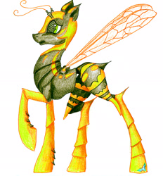 Size: 2249x2424 | Tagged: safe, artist:fireflytwinkletoes, species:pony, insect, ponified, wasp, wasp pony