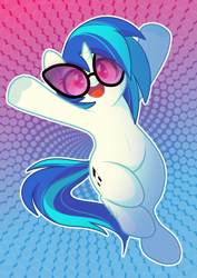 Size: 1336x1884 | Tagged: safe, artist:nemovonsilver, character:dj pon-3, character:vinyl scratch, species:pony, species:unicorn, cute, cutie mark, female, happy, open mouth, solo, sunglasses, vinylbetes