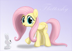 Size: 917x650 | Tagged: safe, artist:ctb-36, character:angel bunny, character:fluttershy, species:pegasus, species:pony, duo, female, gradient background, looking at you, mare, smiling