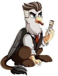 Size: 1968x2579 | Tagged: safe, artist:pridark, oc, species:griffon, species:pony, carnivore, food, griffon oc, griffonized, griffons doing griffon things, j. jonah jameson, meat, ponified, simple background, species swap, spider-man, transparent background