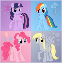 Size: 929x950 | Tagged: safe, artist:ctb-36, character:derpy hooves, character:pinkie pie, character:rainbow dash, character:twilight sparkle, species:earth pony, species:pegasus, species:pony, species:unicorn, female, mare