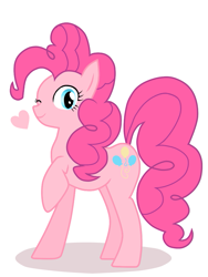 Size: 765x1020 | Tagged: safe, artist:zat, character:pinkie pie, species:earth pony, species:pony, cute, diapinkes, female, heart, mare, one eye closed, pixiv, simple background, solo, white background, wink