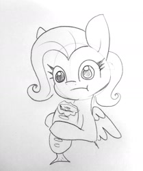 Size: 1440x1722 | Tagged: safe, artist:tjpones, character:fluttershy, species:pegasus, species:pony, dead, decapitated, female, fish, food, mare, meat, ponies eating meat, ponies eating seafood, sandwich, seafood, simple background, solo, sudden realization, thousand yard stare, traditional art, white background