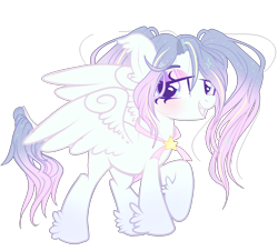 Size: 1530x1382 | Tagged: safe, artist:peachesandcreamated, oc, oc only, species:pegasus, species:pony, ethereal mane, galaxy mane, grin, hoof fluff, jewelry, makeup, necklace, pegasus oc, raised hoof, simple background, smiling, transparent background, wings