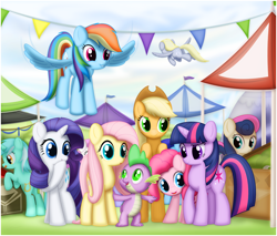 Size: 1094x930 | Tagged: safe, artist:ctb-36, character:applejack, character:bon bon, character:derpy hooves, character:fluttershy, character:lyra heartstrings, character:pinkie pie, character:rainbow dash, character:rarity, character:spike, character:sweetie drops, character:twilight sparkle, species:dragon, species:earth pony, species:pegasus, species:pony, species:unicorn, female, male, mane seven, mane six, mare