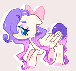 Size: 666x622 | Tagged: safe, artist:peachesandcreamated, oc, oc only, parent:fluttershy, parent:rarity, parents:flarity, species:pegasus, species:pony, bow, ethereal mane, galaxy mane, hair bow, magical lesbian spawn, offspring, pegasus oc, simple background, wings