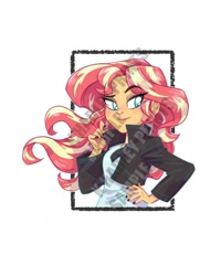 Size: 800x1000 | Tagged: safe, artist:katrina hadley, artist:lunchie, character:sunset shimmer, my little pony:equestria girls, big honkin' watermark in the middle of everything, female, obtrusive watermark, official fan art, solo, watermark
