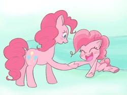 Size: 640x480 | Tagged: safe, artist:yakieringi014, character:pinkie pie, species:earth pony, species:pony, episode:too many pinkie pies, g4, g4.5, my little pony: friendship is magic, my little pony:pony life, female, generational ponidox, holding hooves, mare, mirror pool