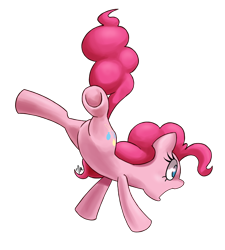 Size: 1052x1171 | Tagged: safe, artist:gatodelfuturo, character:pinkie pie, cropped, featureless crotch, gasp, midair, simple background, solo, transparent background, underhoof