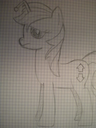 Size: 2121x2828 | Tagged: safe, artist:shawnyall, oc, oc only, oc:apathia, species:pony, species:unicorn, cutie mark, downvote, female, graph paper, grayscale, mare, monochrome, reddit, traditional art, upvote