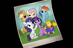 Size: 1090x720 | Tagged: safe, artist:tjpones, edit, character:applejack, character:fluttershy, character:rainbow dash, character:rarity, character:spike, character:twilight sparkle, bart simpson, polaroid, the simpsons
