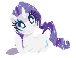 Size: 1500x1155 | Tagged: safe, artist:peachesandcreamated, edit, character:rarity, species:pony, species:unicorn, cute, female, head tilt, looking at you, mare, on side, prone, raribetes, simple background, smiling, solo, transparent background, white pupils