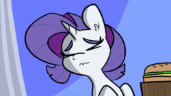Size: 640x360 | Tagged: safe, artist:tjpones, character:rarity, species:pony, species:unicorn, aivo, animated, avo, female, fifteen.ai, food, mare, mayonnaise, sandwich, sauce, sound, the pony machine learning project, webm
