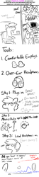 Size: 2250x10202 | Tagged: safe, artist:tjpones, edit, oc, oc only, oc:tjpones, species:earth pony, species:pegasus, species:pony, species:unicorn, comic, dialogue, drool, glass, guide, headphones, male, music notes, onomatopoeia, pencil, simple background, stallion, vulgar, white background, x-ray