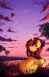 Size: 2250x3509 | Tagged: safe, artist:pridark, oc, oc only, species:pony, species:unicorn, commission, high res, ocean, raised hoof, scenery, smiling, solo