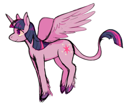 Size: 910x750 | Tagged: safe, artist:horsepaws, character:twilight sparkle, character:twilight sparkle (alicorn), species:alicorn, species:pony, cloven hooves, female, leonine tail, profile, simple background, solo, unshorn fetlocks, white background