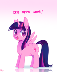Size: 670x843 | Tagged: safe, artist:pekou, character:twilight sparkle, character:twilight sparkle (alicorn), species:alicorn, species:pony, episode:magical mystery cure, g4, my little pony: friendship is magic, cute, happy, hype, looking at you, smiling, solo, spread wings, twiabetes, week, wings