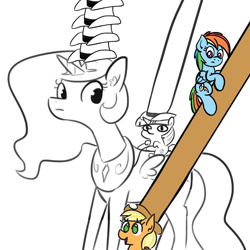 Size: 1024x1024 | Tagged: safe, artist:ashtoneer, artist:jargon scott, artist:tjpones, edit, character:applejack, character:princess celestia, character:rainbow dash, character:twilight sparkle, character:twilight sparkle (alicorn), species:alicorn, species:earth pony, species:pegasus, species:pony, species:unicorn, applejack's hat, black and white, bust, clothing, confused, cowboy hat, cute, dialogue, doug dimmadome, duo, female, filly, frown, giant hat, giddy up, grayscale, hat, holding on, hug, impossibly large hat, impossibly many hats, jackabetes, lineart, looking down, mare, meme, monochrome, no pupils, open mouth, ponies riding ponies, reins, riding, role reversal, simple background, smiling, smol, stetson, ten gallon hat, text, twiggie, wat, weh, white background, yeehaw