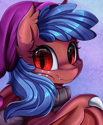 Size: 1443x1764 | Tagged: safe, artist:pridark, oc, oc only, species:bat pony, species:pony, bat pony oc, bat wings, bust, cute, female, freckles, portrait, smiling, solo, wings