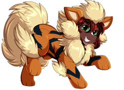 Size: 3509x2550 | Tagged: safe, artist:pridark, oc, oc only, species:pony, g4, arcanine, clothing, commission, cosplay, costume, crossover, cute, dawwww, male, nintendo, pokémon, simple background, smiling, solo, transparent background