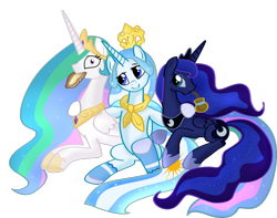 Size: 1600x1263 | Tagged: safe, artist:pridark, character:princess celestia, character:princess luna, oc, oc:princess argenta, species:alicorn, species:pony, nation ponies, alicorn oc, argentina, empanada, food, mate, pascualina, ponified, simple background, transparent background