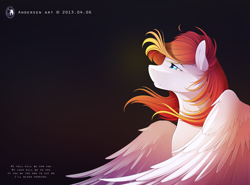 Size: 3425x2536 | Tagged: safe, artist:antiander, oc, oc only, species:pegasus, species:pony, big wings, bust, crying, female, gradient background, looking up, mare, portrait, solo, spread wings, windswept mane, wings