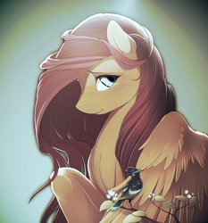 Size: 1008x1080 | Tagged: safe, artist:antiander, artist:shawnyall, edit, character:fluttershy, species:bird, solo, twig