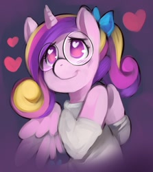 Size: 568x636 | Tagged: safe, artist:ende26, character:princess cadance, species:alicorn, species:pony, adorkable, ask high school cadance, clothing, cute, cutedance, dork, female, glasses, heart, heart eyes, smiling, solo, tumblr, wingding eyes