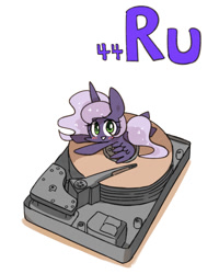 Size: 800x1000 | Tagged: safe, artist:joycall6, part of a set, character:princess luna, species:alicorn, species:pony, series:joycall6's periodic table, g4, blushing, chemistry, chibi, cute, hard drive, looking at you, periodic table, ruthenium, smiling, solo