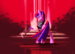 Size: 2100x1500 | Tagged: safe, artist:naa_artist, character:twilight sparkle, character:twilight sparkle (unicorn), species:pony, species:unicorn, g4, clothing, gun, looking back at you, magic, solo, telekinesis, valorant
