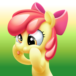 Size: 2000x2000 | Tagged: safe, artist:kas92, artist:roadsleadme, character:apple bloom, species:pony, :t, adorabloom, blep, cute, derp, funny face, puffy cheeks, raspberry, silly, silly pony, smiling, solo, squishy cheeks, svg, tongue out, vector
