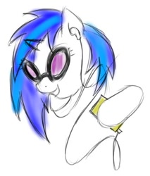 Size: 407x477 | Tagged: safe, artist:silver1kunai, character:dj pon-3, character:vinyl scratch, species:pony, species:unicorn, headphones, simple background, solo